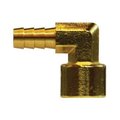 Midland Metal HosetoPipe Elbow, Elbow, 38 Nominal, Barb x NPTF, 150 psi, 40 to 160 deg F, Brass 32405